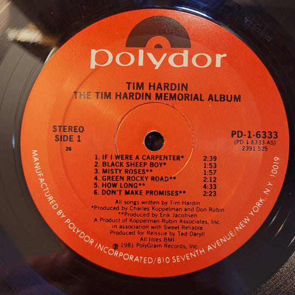 Tim Hardin : The Tim Hardin Memorial Album (LP, Comp, PRC)