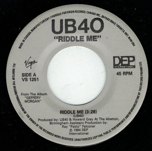 UB40 : Riddle Me (7", Single)