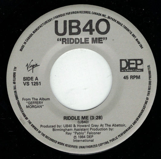 UB40 : Riddle Me (7", Single)