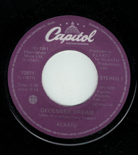Klaatu : December Dream (7", Single)