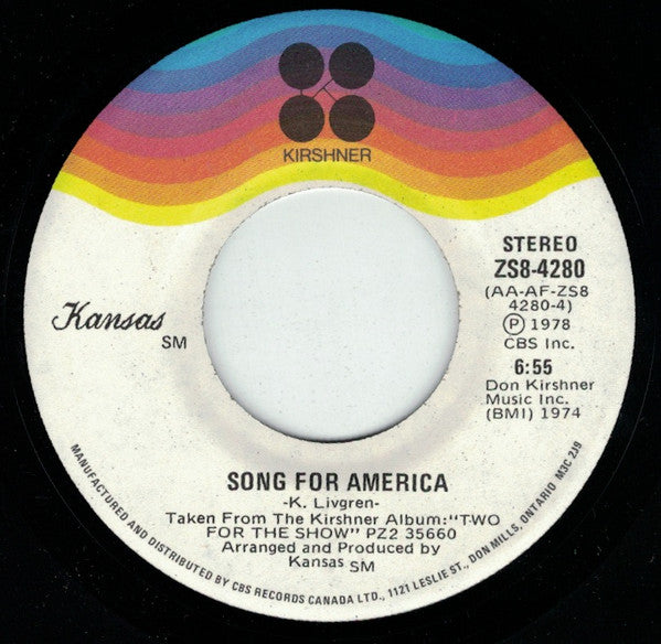 Kansas (2) : Lonely Wind (7", Single)