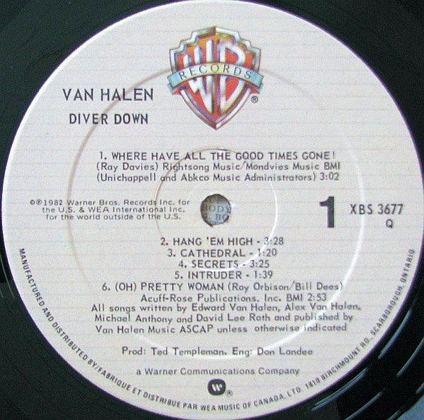 Van Halen : Diver Down (LP, Album, Qua)