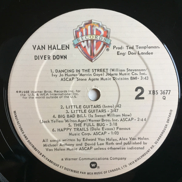 Van Halen : Diver Down (LP, Album, Qua)