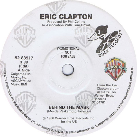Eric Clapton : Behind The Mask (7", Single, Promo)