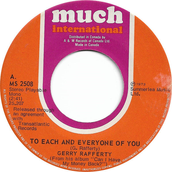 Gerry Rafferty : To Each And Everyone Of You (7", Single, Mono)