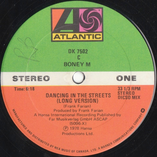 Boney M* : Dancing In The Streets / Rasputin (12", Single)