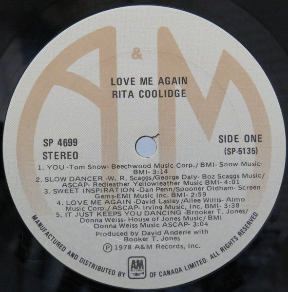 Rita Coolidge : Love Me Again (LP, Album, Gat)