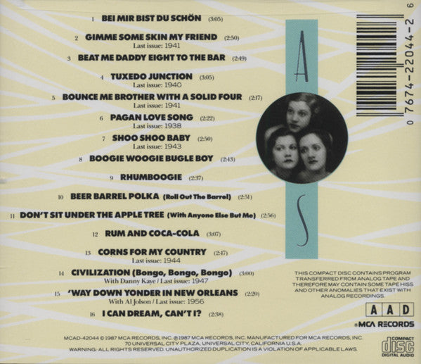 The Andrews Sisters : 50th Anniversary Collection Volume One (CD, Comp)