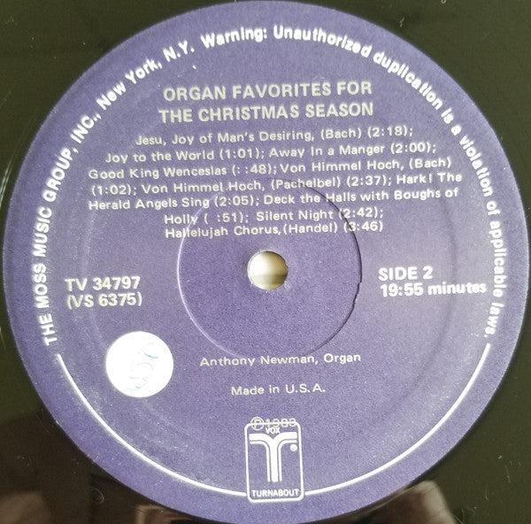 Anthony Newman : Organ Favorites For The Christmas Season (LP)