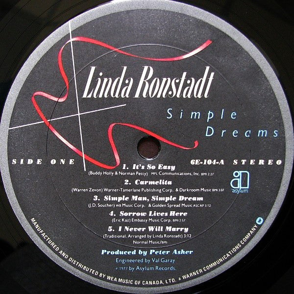 Linda Ronstadt : Simple Dreams (LP, Album, Gat)