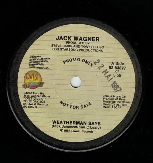 Jack Wagner : Weatherman Says (7", Single, Promo)