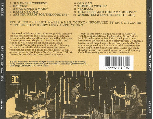 Neil Young : Harvest (CD, Album, Club, RE, RP)