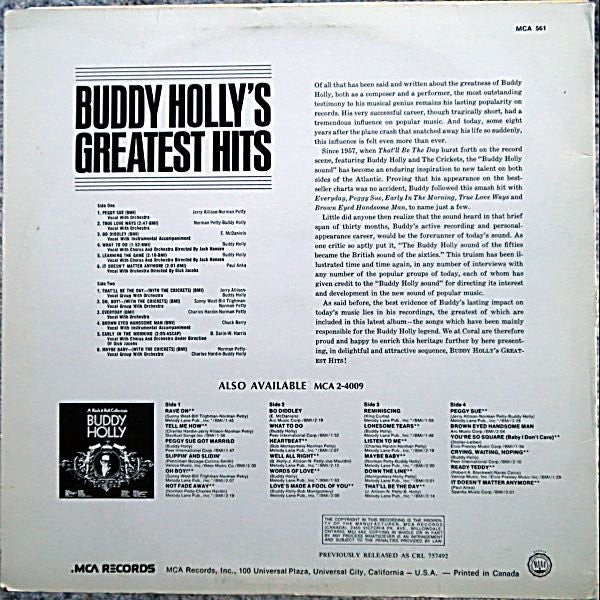 Buddy Holly : Buddy Holly's Greatest Hits (LP, Comp, RE)