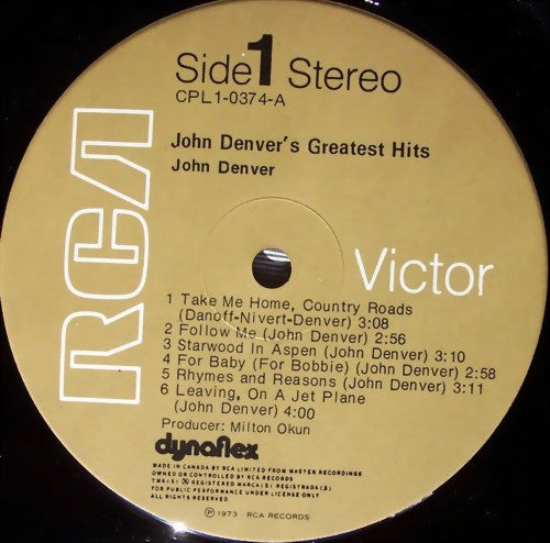 John Denver : John Denver's Greatest Hits (LP, Comp, RE)