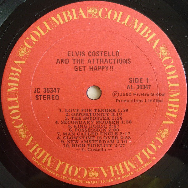 Elvis Costello And The Attractions* : Get Happy!! (LP, Album)