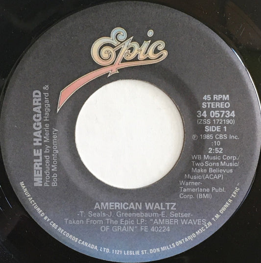 Merle Haggard : American Waltz / The Farmer's Daughter (7", Single)