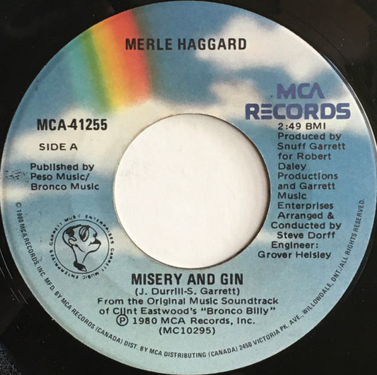 Merle Haggard : Misery And Gin (7", Single)