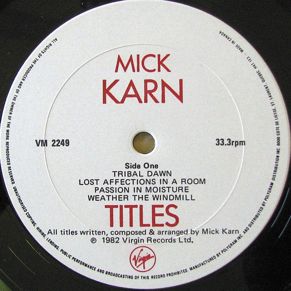 Mick Karn : Titles (LP, Album)