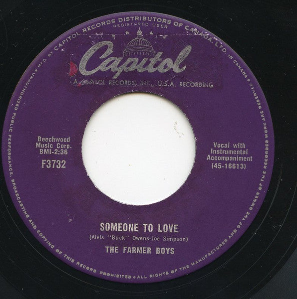 The Farmer Boys : Flash, Crash And Thunder / Someone To Love  (7", Single)