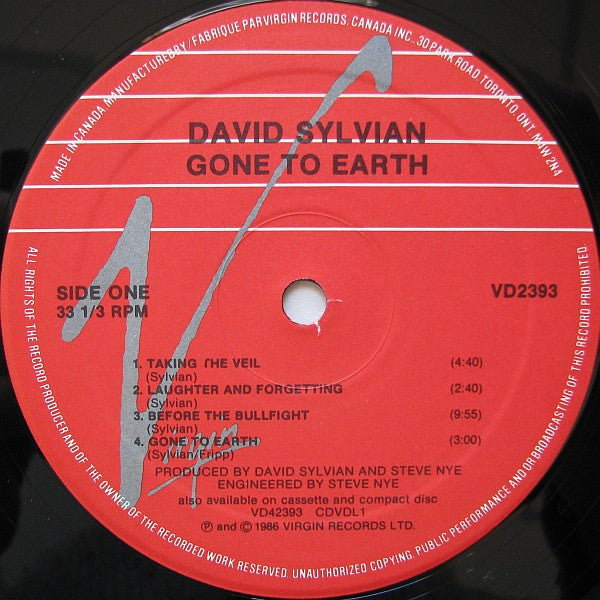 David Sylvian : Gone To Earth (2xLP, Album)