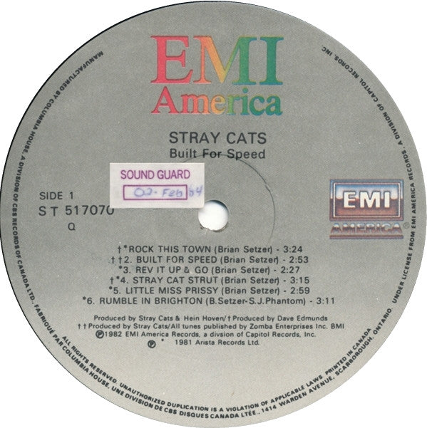 Stray Cats : Built For Speed (LP, Album, Comp, Club, Qua)