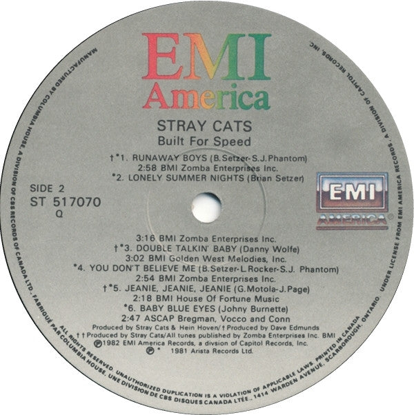 Stray Cats : Built For Speed (LP, Album, Comp, Club, Qua)