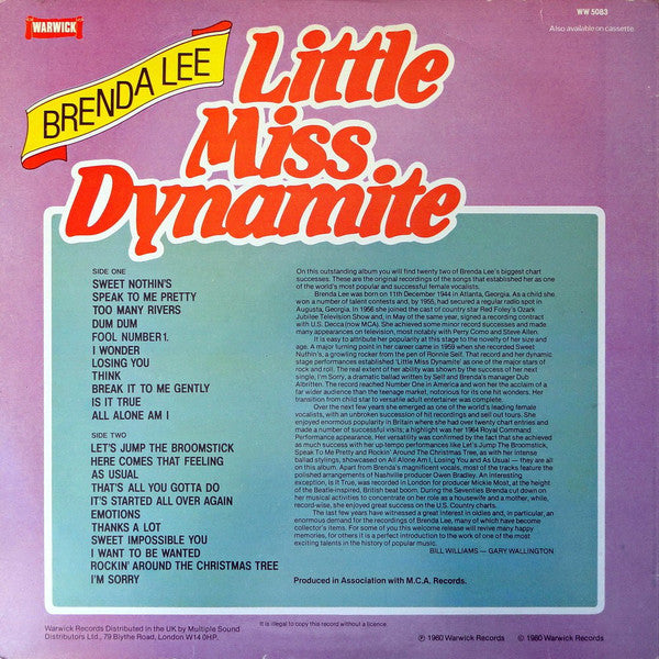 Brenda Lee : Little Miss Dynamite (LP, Comp)
