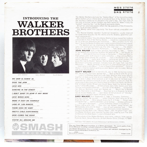 The Walker Brothers : Introducing The Walker Brothers (LP, Mono)