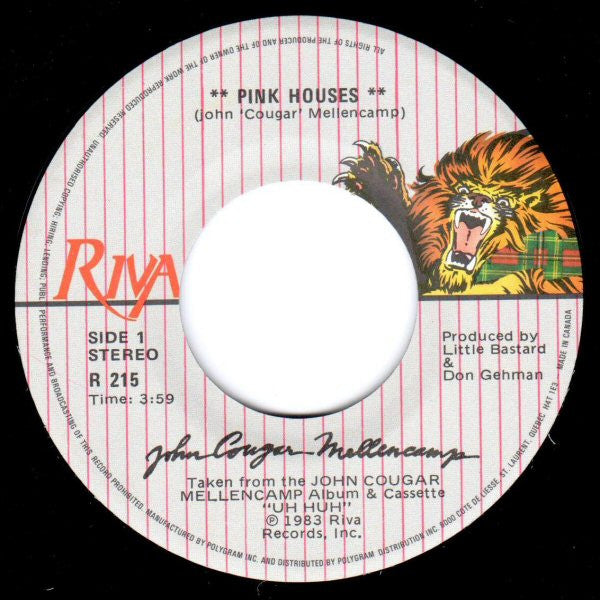 John Cougar Mellencamp : Pink Houses (7", Single)