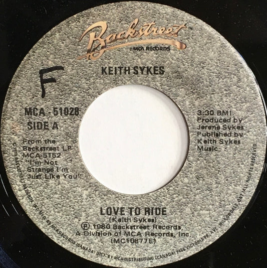 Keith Sykes : Love To Ride (7", Single)