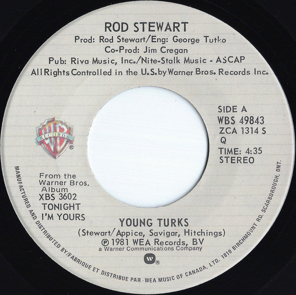 Rod Stewart : Young Turks (7", Single, Qua)