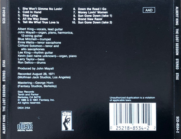 Albert King : The Lost Session (CD, Album)