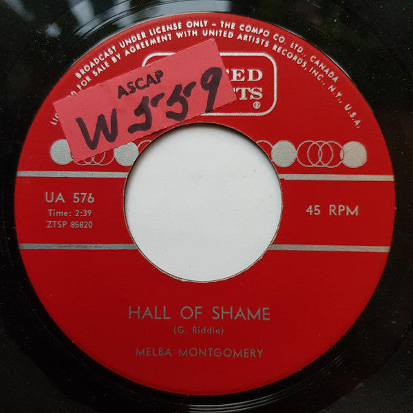 Melba Montgomery : Hall Of Shame (7", Single)