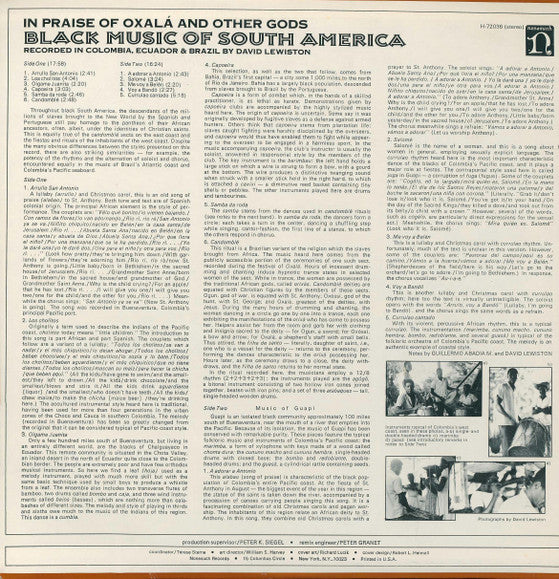 David Lewiston : In Praise Of Oxalá And Other Gods / Black Music Of South America (LP)