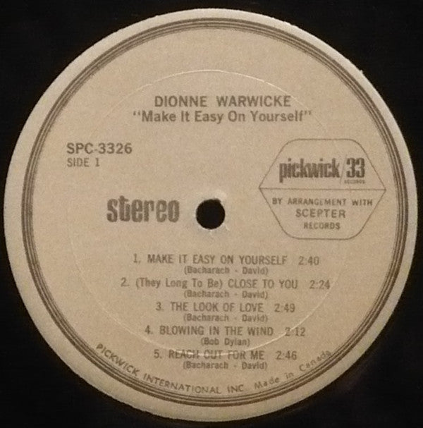 Dionne Warwick : Make It Easy On Yourself (LP, Comp)