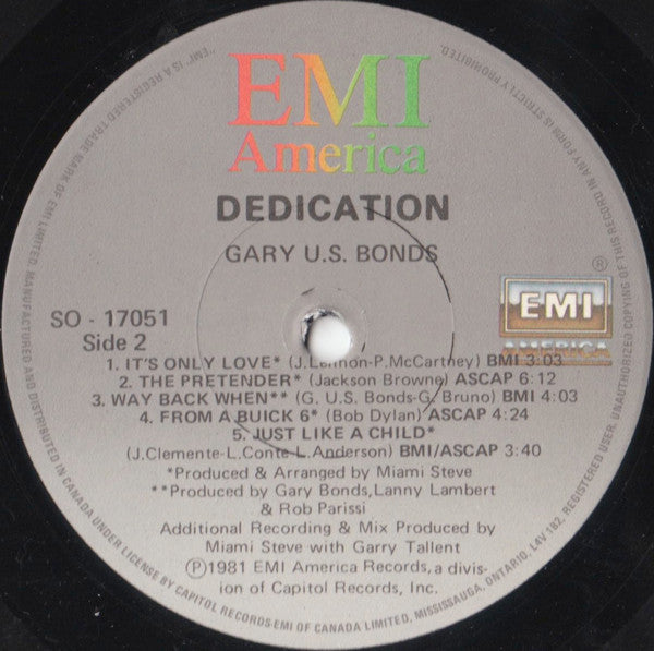 Gary U.S. Bonds : Dedication (LP, Album)