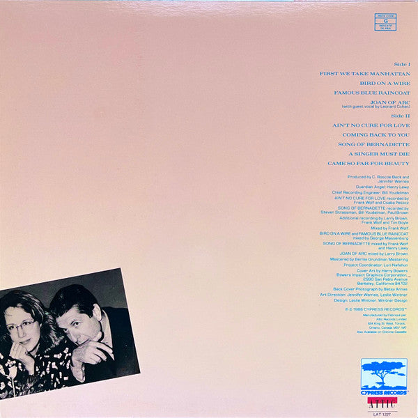 Jennifer Warnes : Famous Blue Raincoat (The Songs Of Leonard Cohen) (LP, Album)