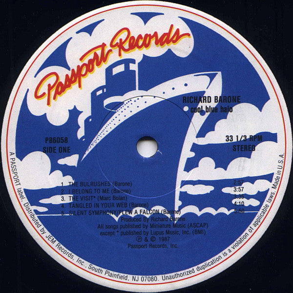 Richard Barone : Cool Blue Halo (LP, Album)