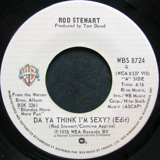 Rod Stewart : Da Ya Think I'm Sexy? (Edit) (7", Single, Qua)