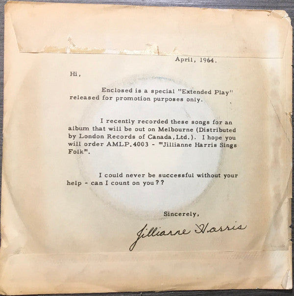 Jillianne Harris : Jillianne Harris Sings Folk (7", EP, Promo)