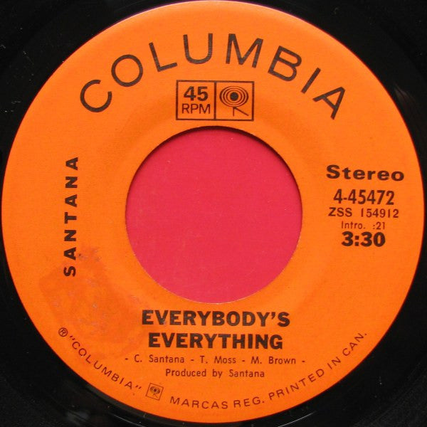 Santana : Everybody's Everything  (7", Single)