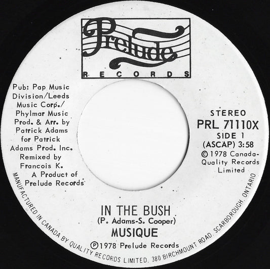Musique : In The Bush (7")