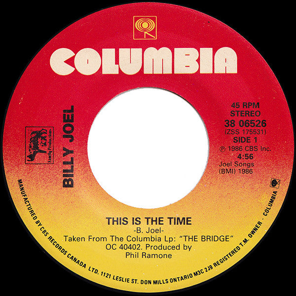 Billy Joel : This Is The Time (7", Single)
