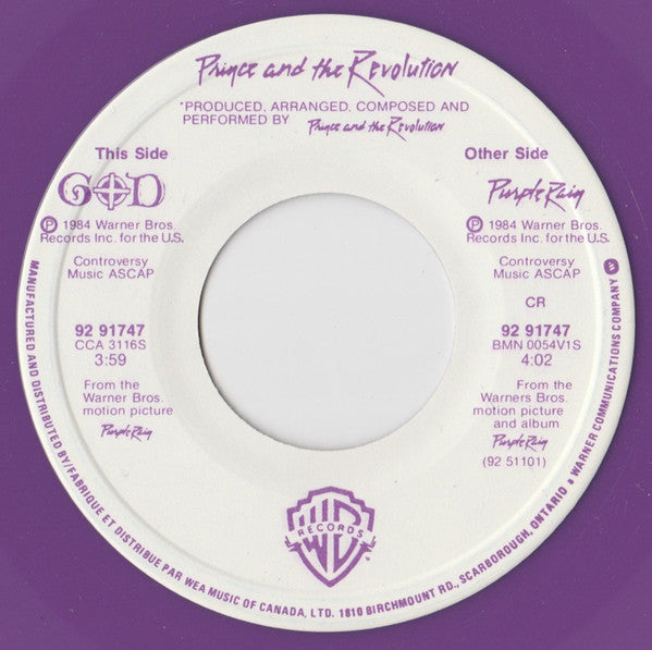 Prince And The Revolution : Purple Rain (7", Pur)