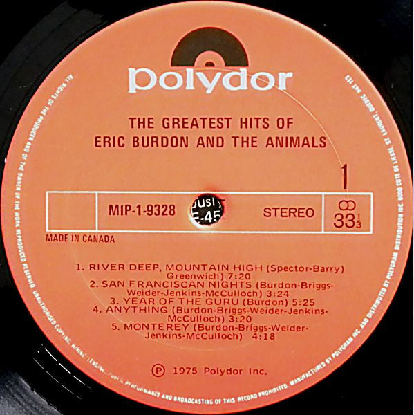 Eric Burdon & The Animals : The Greatest Hits Of Eric Burdon And The Animals (LP, Comp, RE)