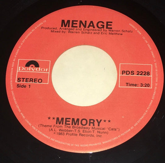 Menage (2) : Memory (7")