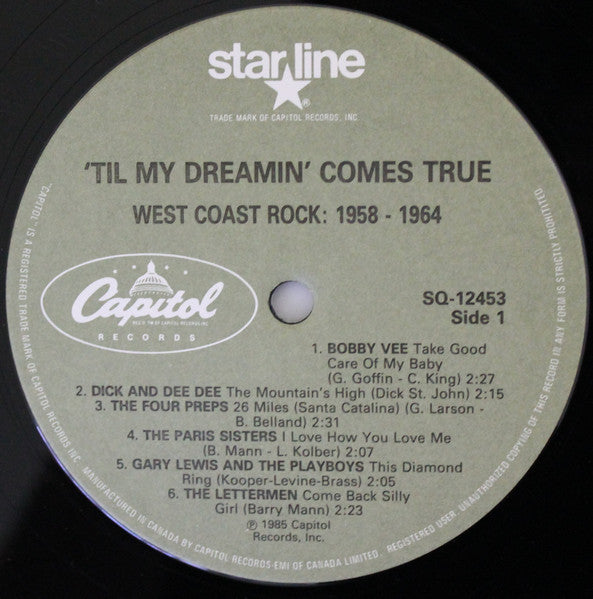 Various : 'Til My Dreamin' Comes True - West Coast Rock 1958-1964 (LP, Comp)