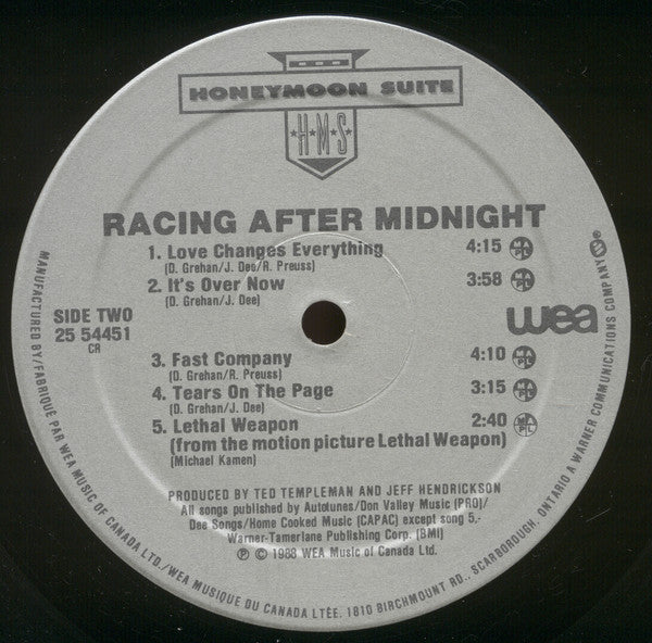 Honeymoon Suite : Racing After Midnight (LP, Album)