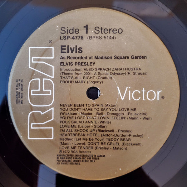 Elvis* : Elvis As Recorded At Madison Square Garden (LP, Album, RE)