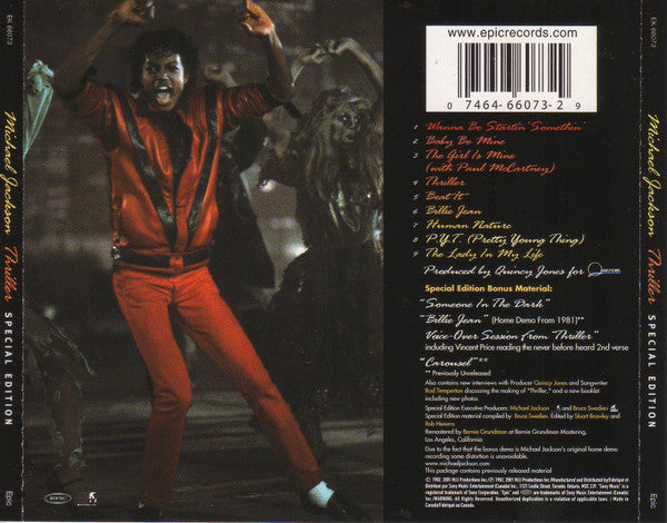 Michael Jackson : Thriller (CD, Album, RE, RM, S/Edition)